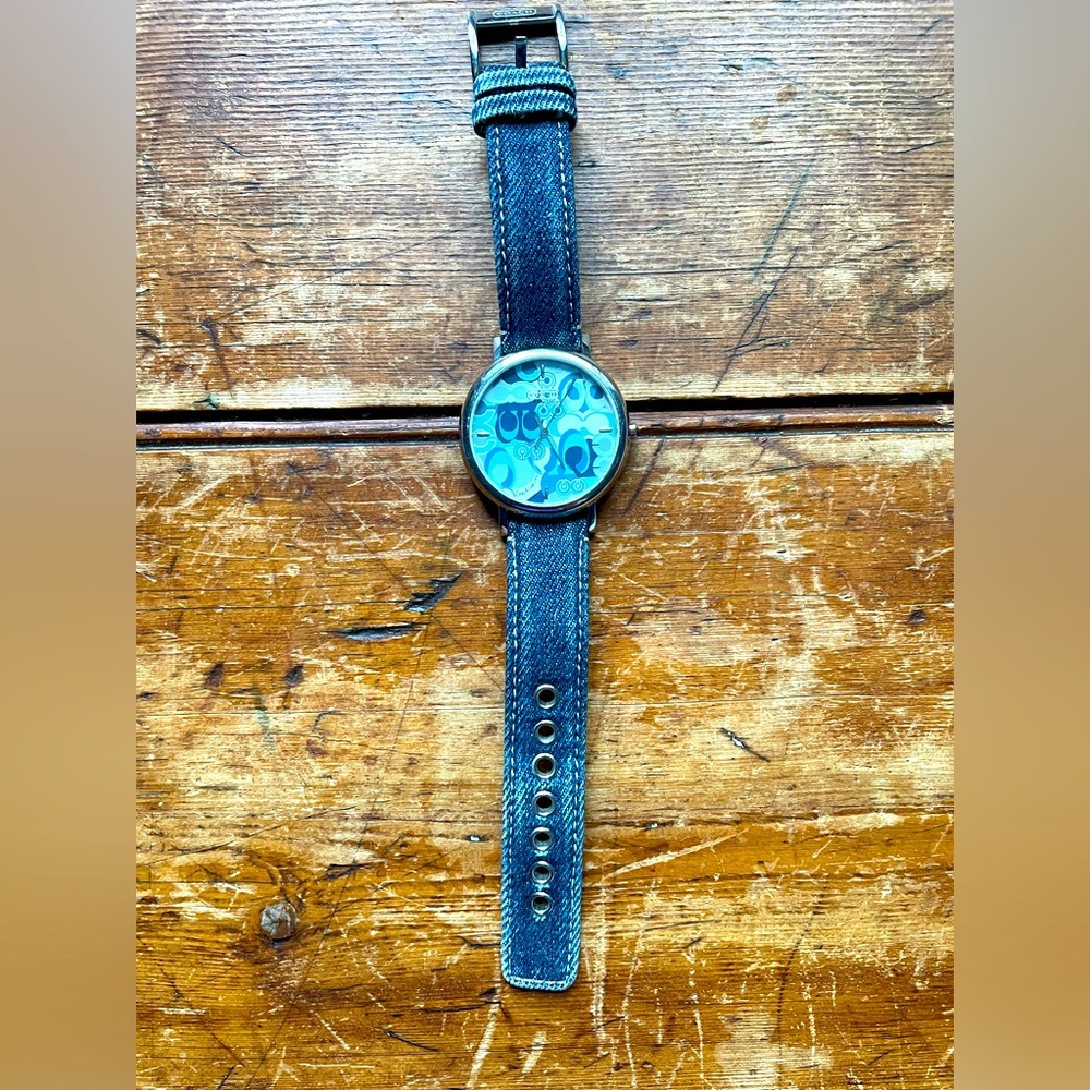 Coach Watch with Denim Band.  Barely worn.  Needs battery changed.